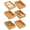 mDesign Bamboo Stackable Kitchen Drawer Organizer Tray, 6 Pack - Natural Wood